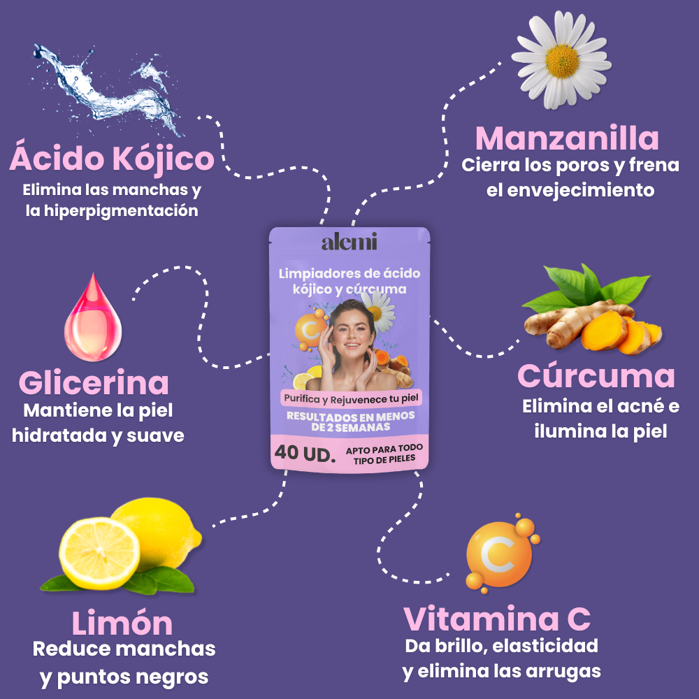 Limpiadores de ácido kójico y cúrcuma
